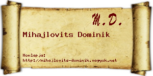 Mihajlovits Dominik névjegykártya